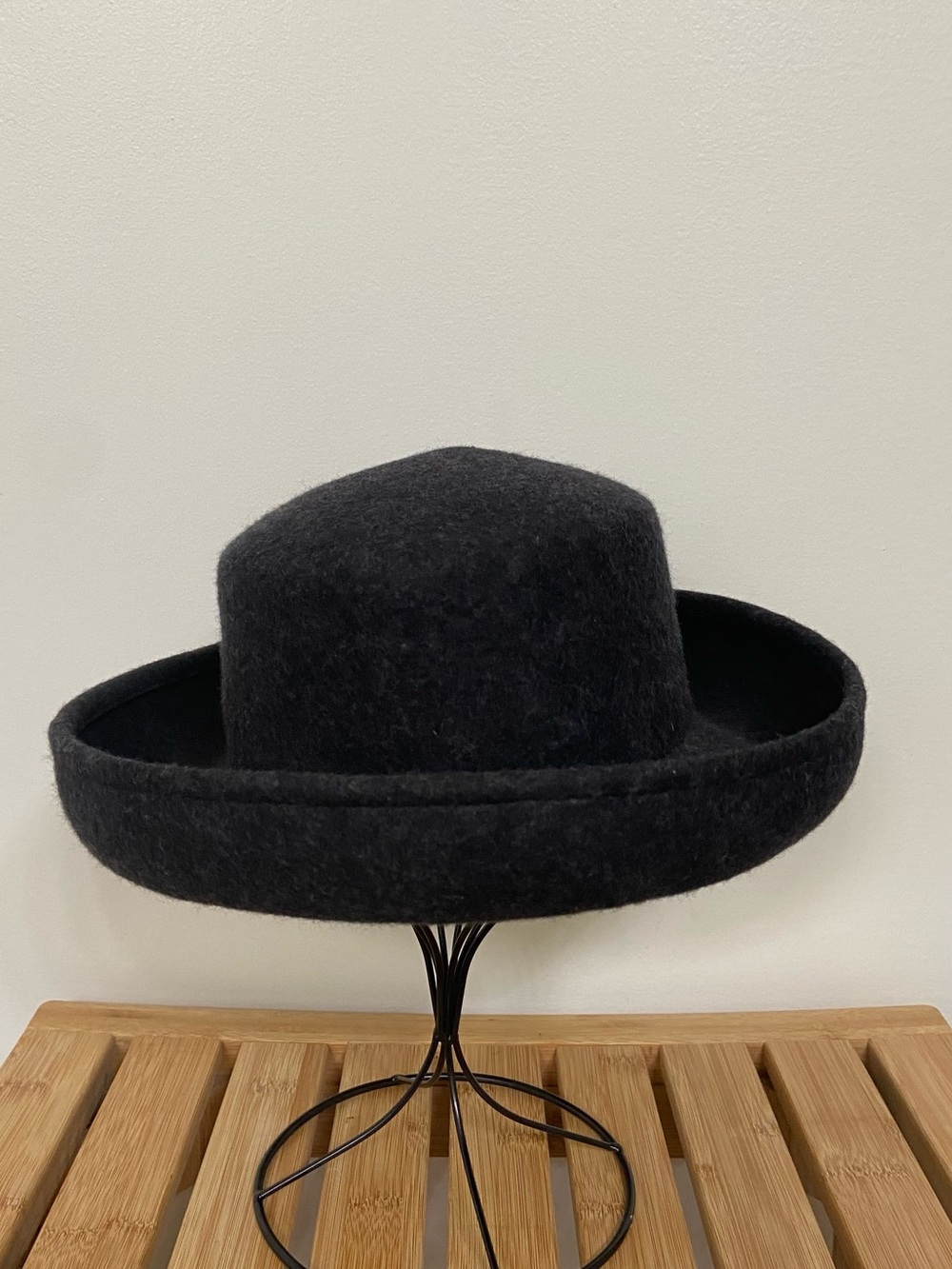 Scala Black Wool Wide Brim Art Fashion Vintage hat